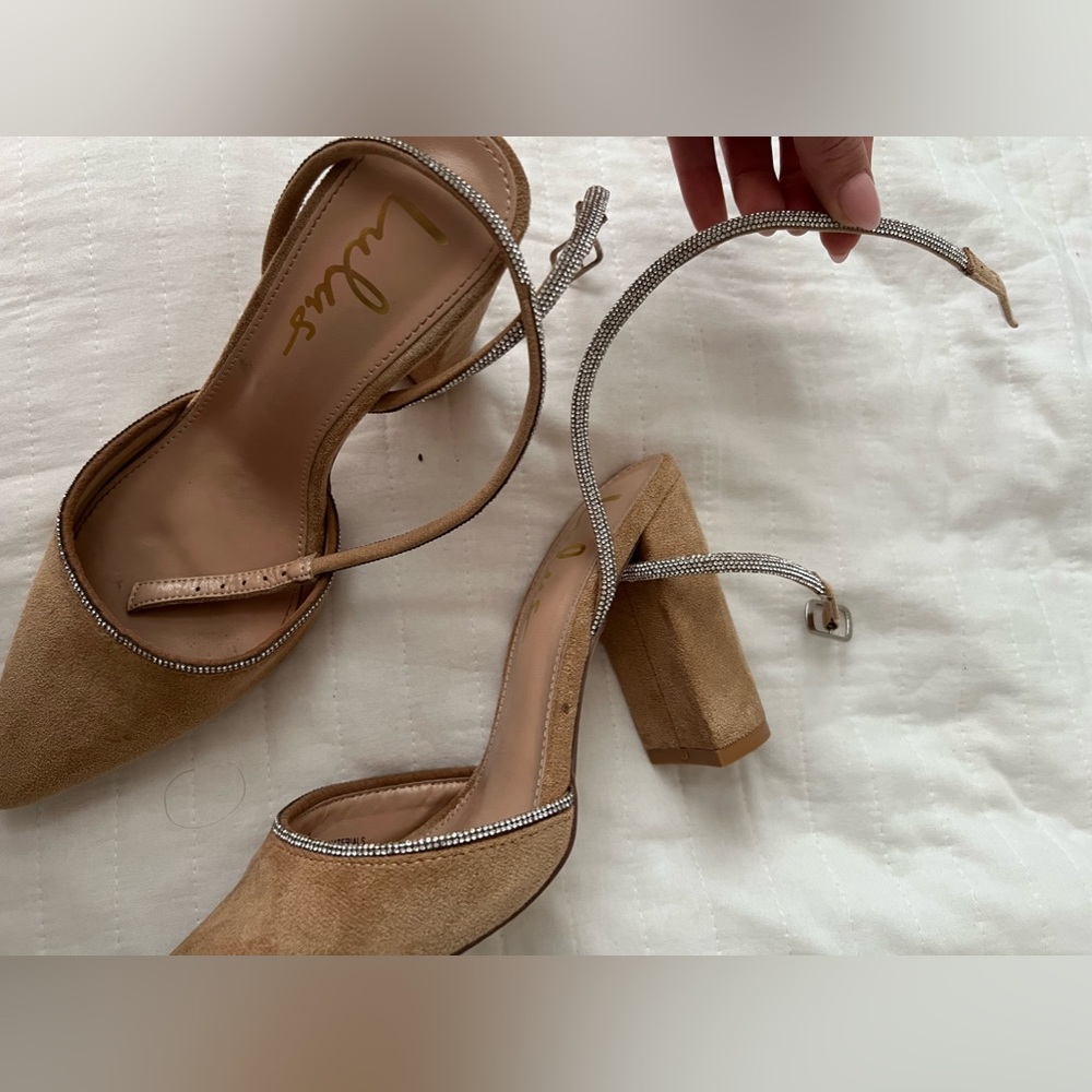 LULUS RHINESTONE STRAP UP PUMPS